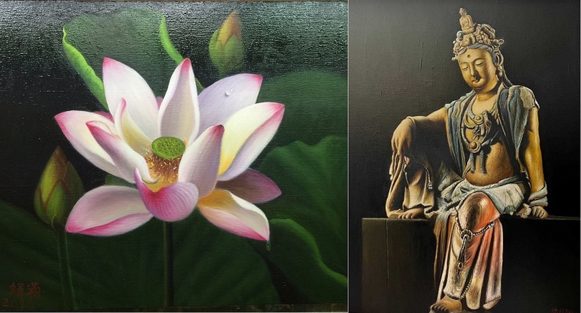 施均銣蓮花淨妍畫作 悲心吉祥