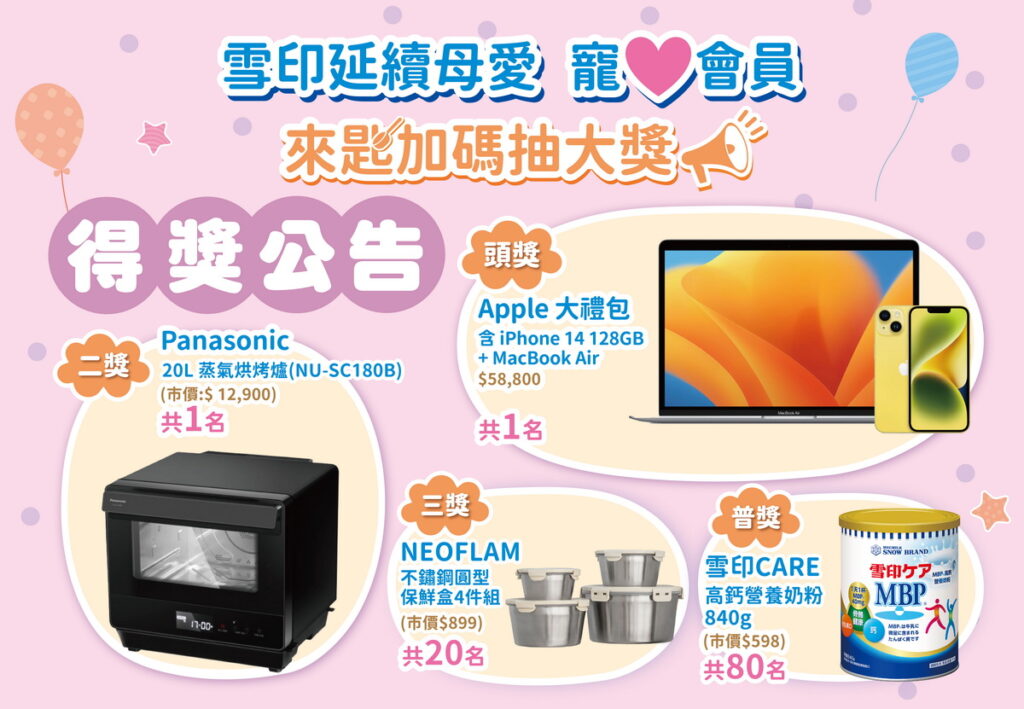 雪印本季已抽出幸運兒