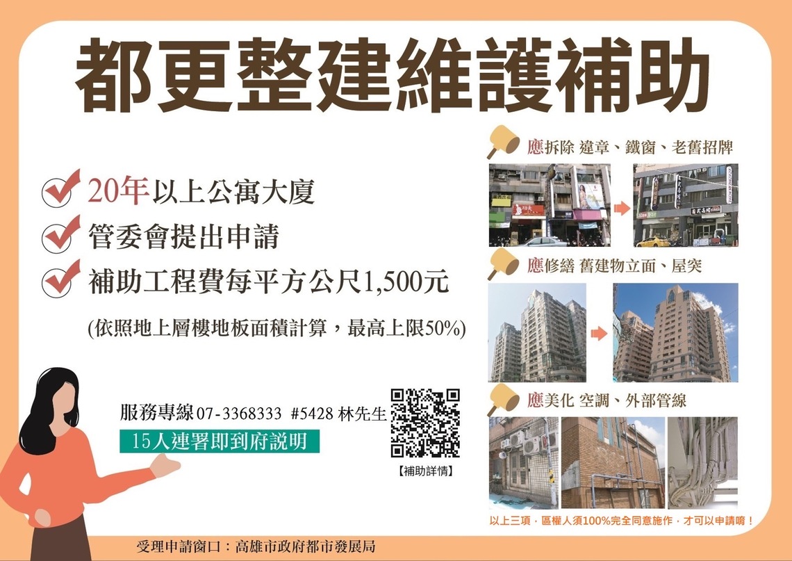 漾新聞|舊大樓想整容門面請照過來 高市都發局歡迎社區申請還可獲50%補助