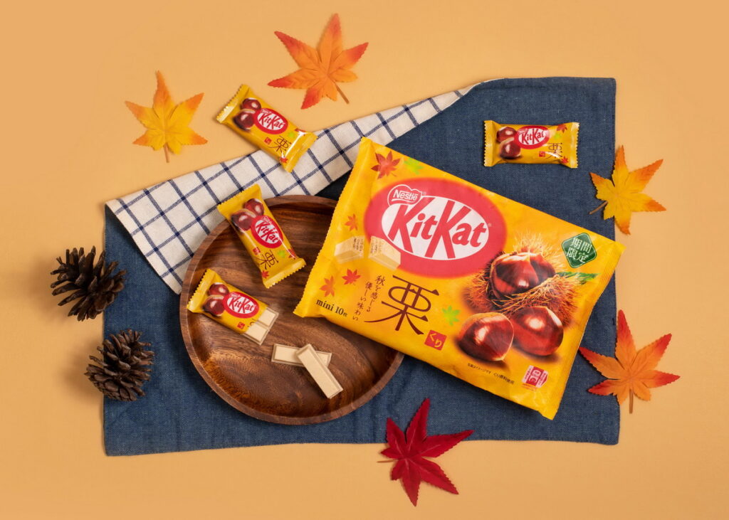 雀巢KitKat巧克力圖鑑收藏多款首發新品,如產季限定「KitKat甘栗威化」,溫潤秋栗結合甘甜巧克力香氣