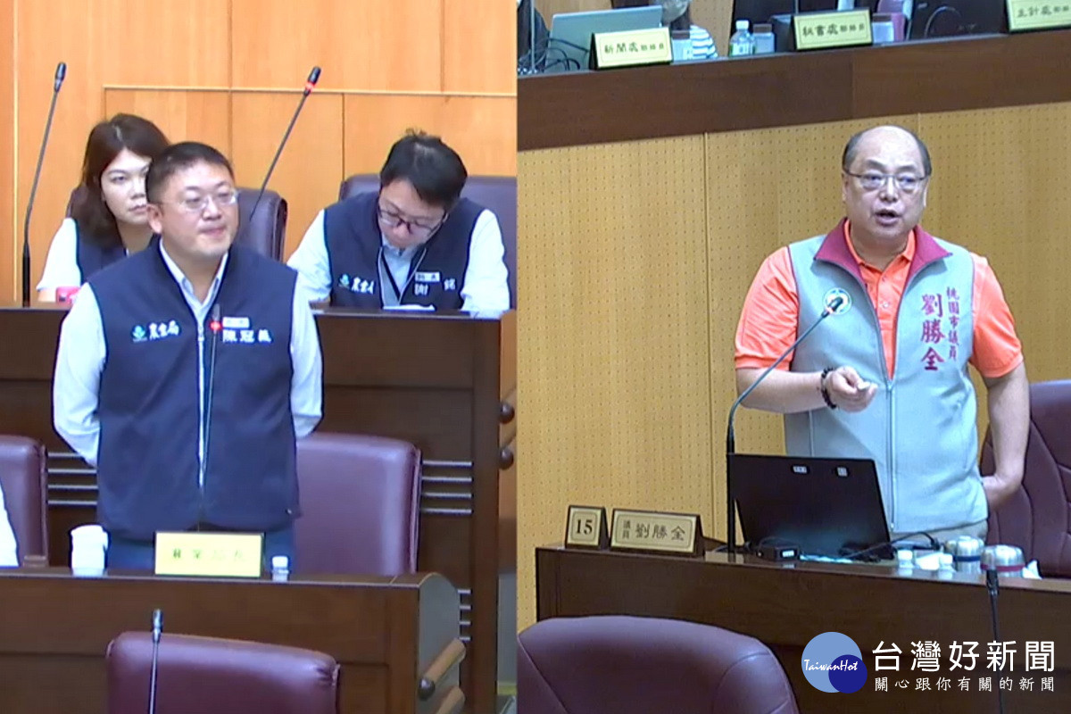 針對紅火蟻防治,桃園市議員劉勝全質詢市府農業局長陳冠義。