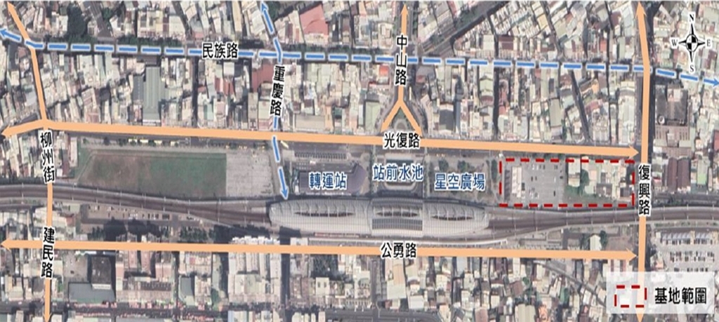 屏東火車站東側土地都更案招商，招商基地示意圖（圖：交通部臺鐵局）