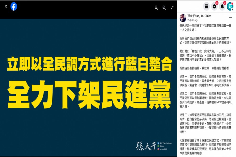 質疑國民黨藍白合民主初選機制 孫大千揭「3可能後果」挺全民調 195