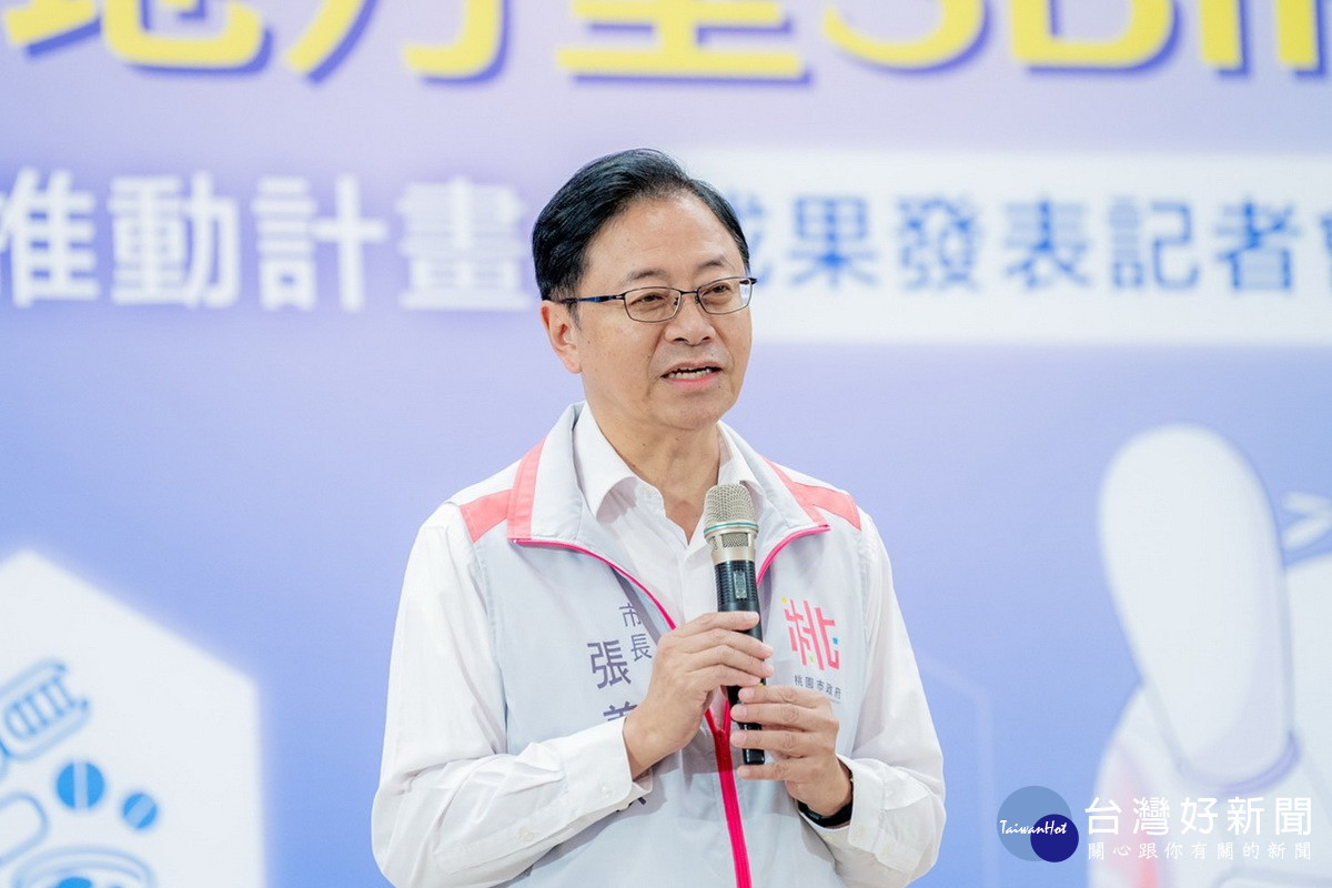 桃園市長張善政於「地方產業創新研發推動計畫 (地方型SBIR)成果發表會」中致詞。