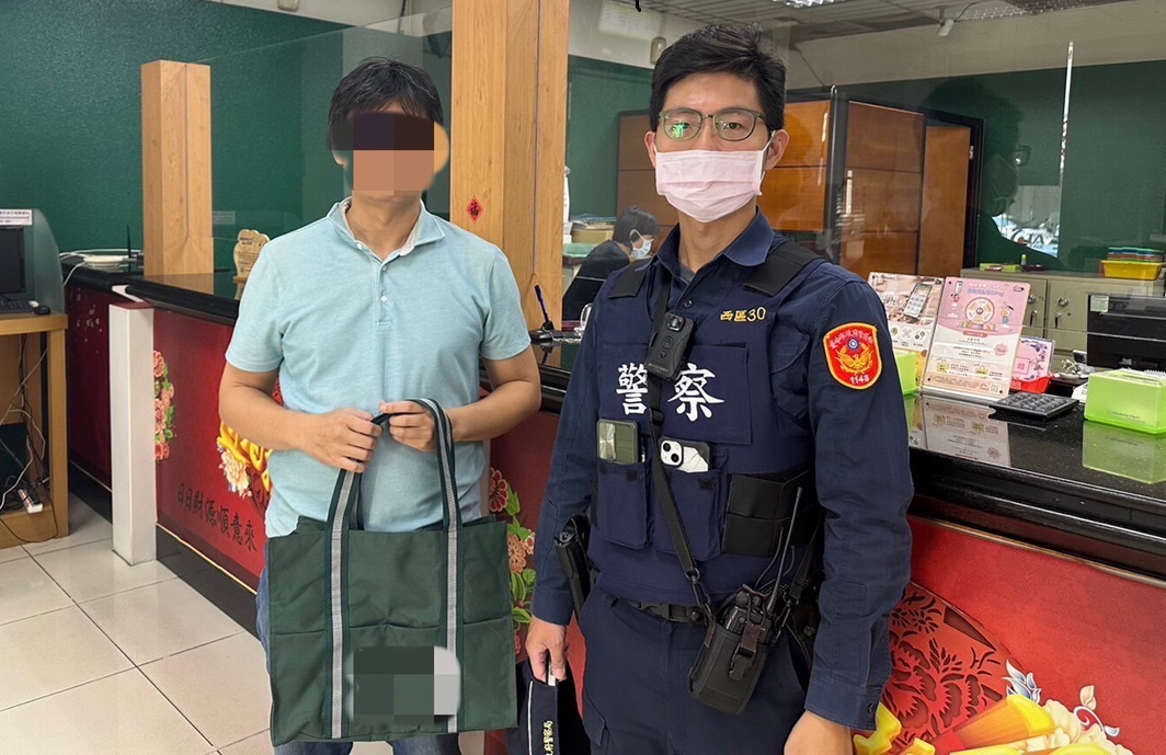 ▲圖說:王姓男子欲臨櫃提領180萬現金,行員通報警方到場協助確認 (圖/台中市政府提供)