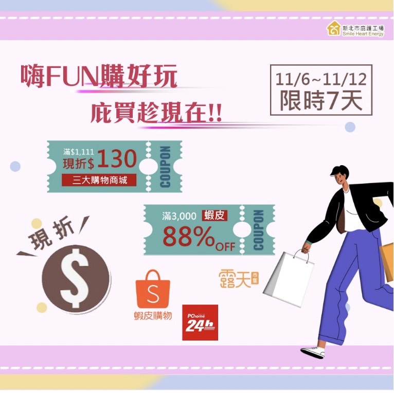 庇護工場特惠-雙11貼圖!(圖/新北市政府提供)