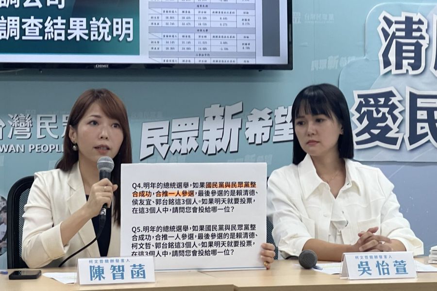 【有影】綠稱柯文哲拋領先民調是中國介選 柯辦:邏輯錯亂到極致 224 柯辦發言人陳智菡、吳怡萱。(方炳超攝)