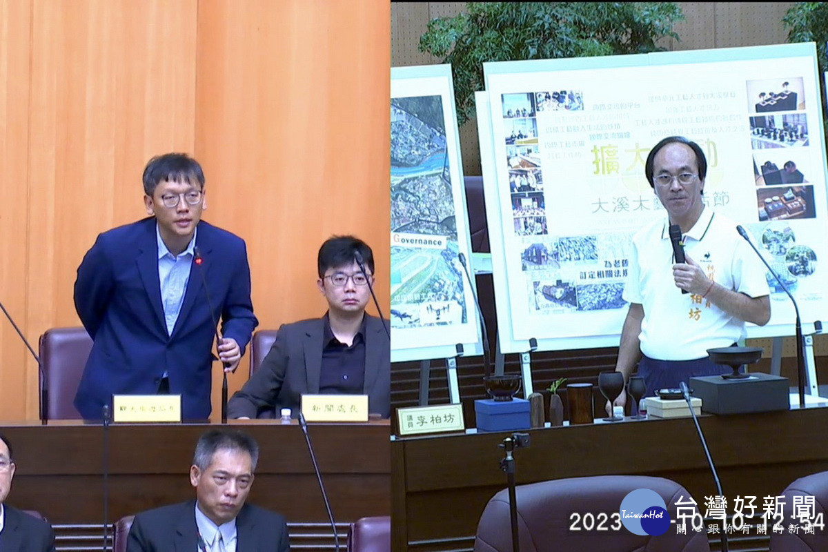 針對桃園市觀光發展,桃園市議員李柏坊質詢觀旅局長周柏吟。