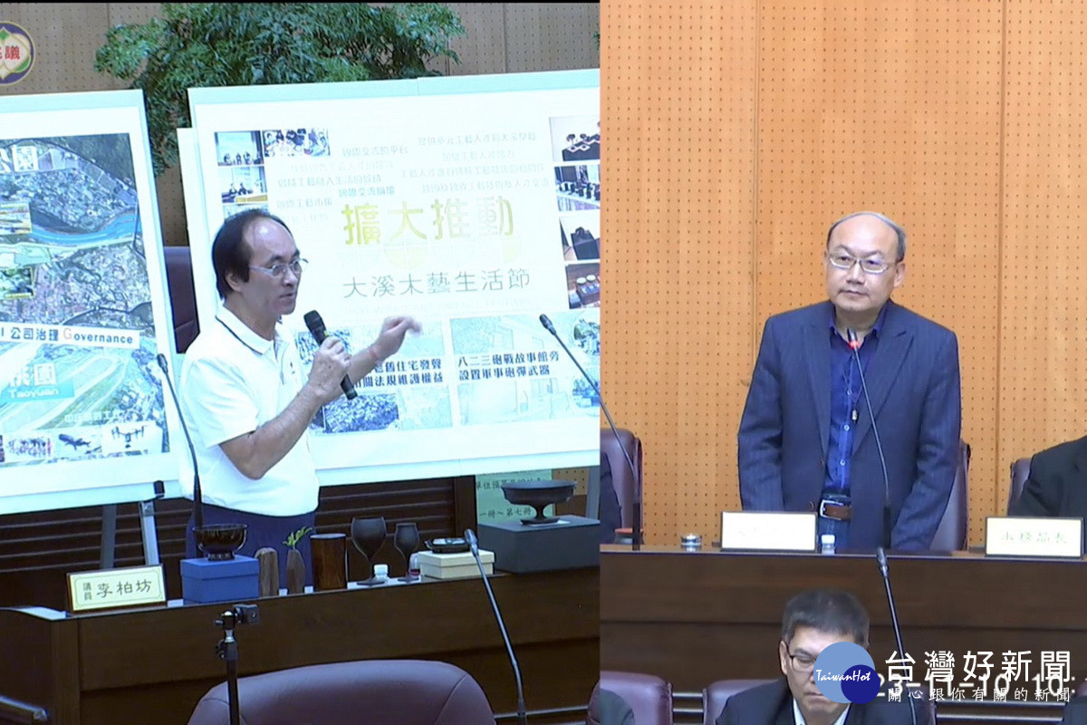 針對桃園市觀光發展,桃園市議員李柏坊質詢文化局長邱正生。