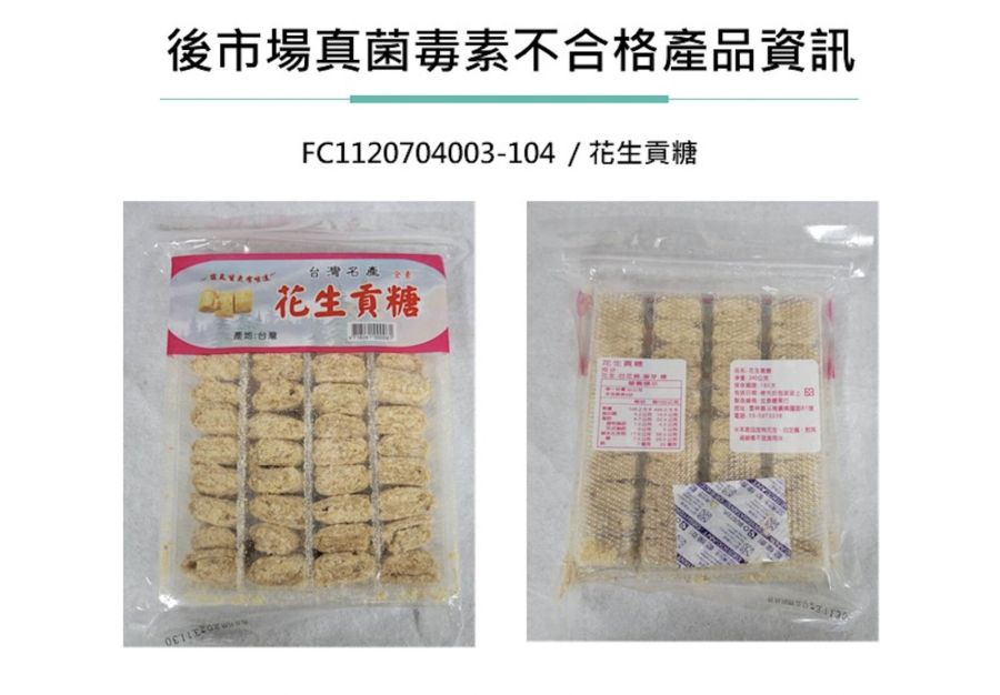高雄驗到「花生貢糖」赭麴毒素A超標！ 下肚恐損傷腎臟功能 209