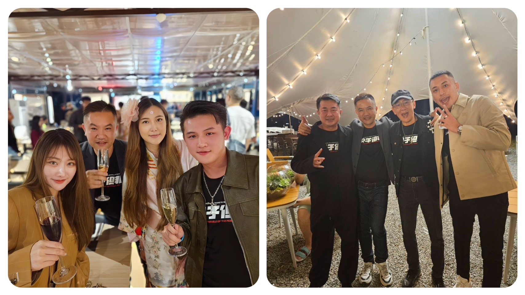 雄鷹集團執行長梁軒安(左4)與檜木天王郭建佑(左2)聯手打造的「宿禧家」品牌,正式與地產大亨呂台年(右2)的丹內奢華莊園正式聯名。(圖/鷹傳媒提供)