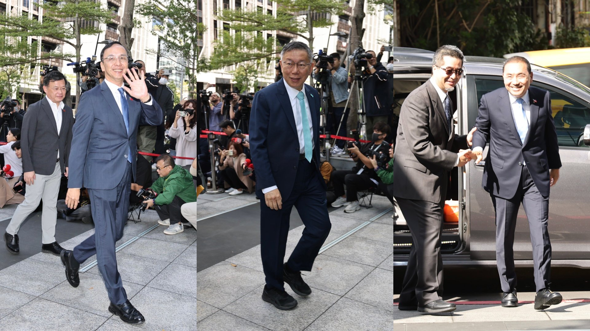 藍白二會,朱立倫、柯文哲、侯友宜陸續到場。林啟弘攝