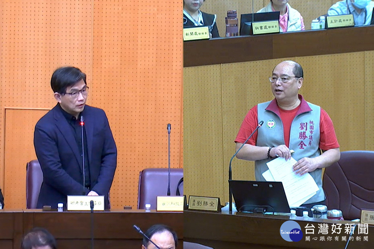 關心地方建設發展,桃園市議員議員劉勝全於議事堂上進行質詢。