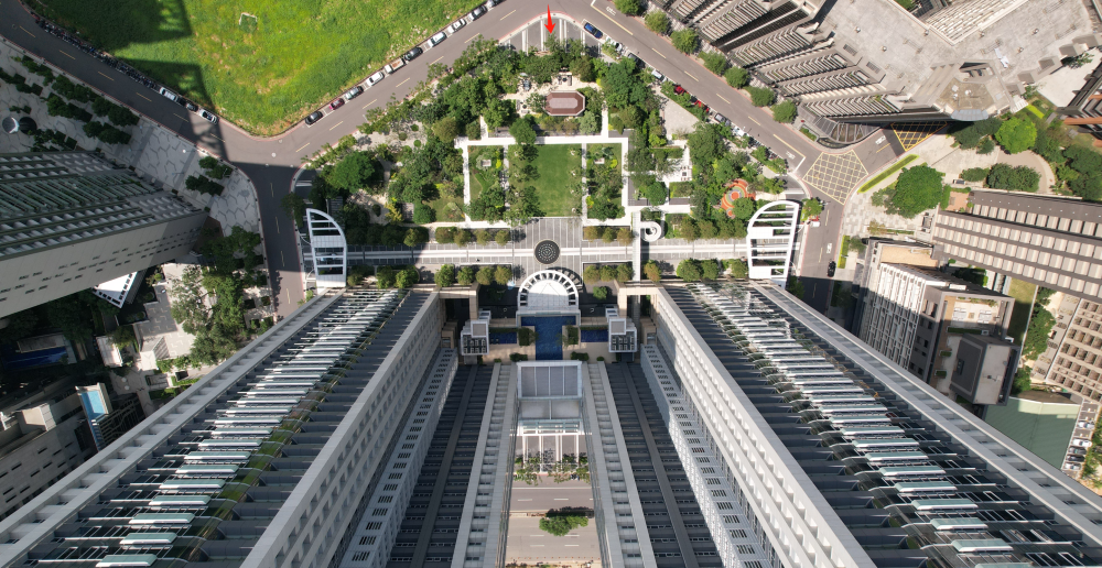 《圖說》高樓俯視摩天41明堂前園林規劃,化解三角地尷尬。