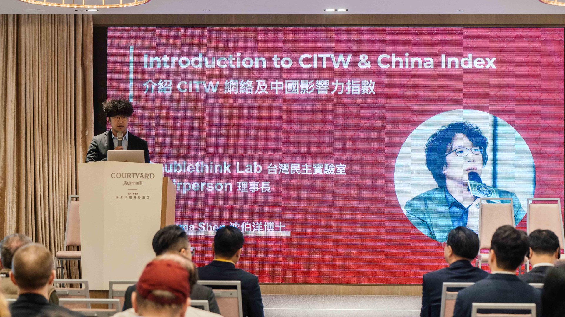 台灣民主實驗室理事長沈伯洋5日分享「中國影響力指數」(China Index)計畫最新分析成果。台灣民主實驗室提供