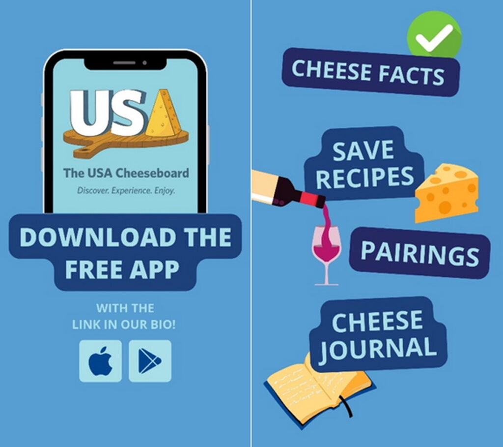 USA Cheese Guild推出「USA Cheeseboard」應用程式(app),消費者可以下載此app來認識各樣的乳酪種類。(圖片來源:美國乳品出口協會提供)