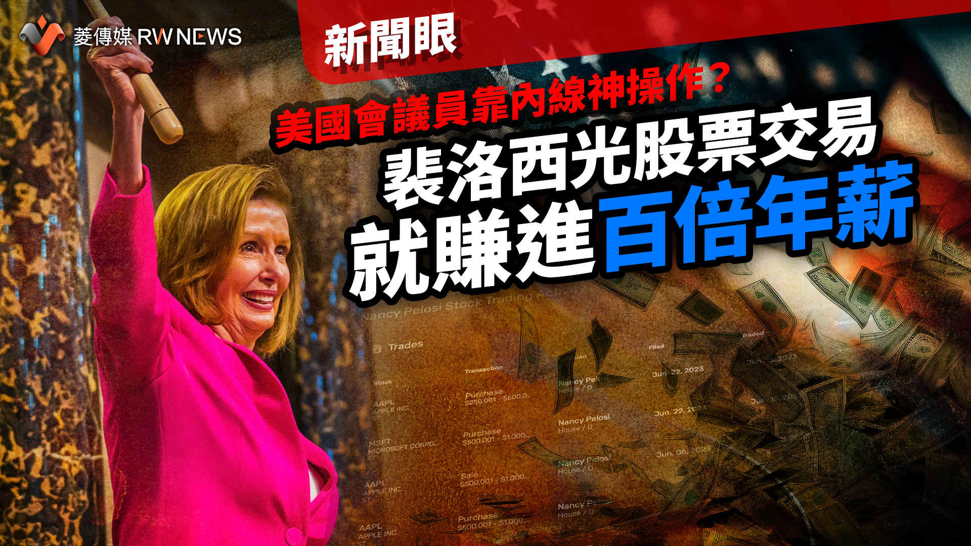 新聞眼/美國會議員靠內線神操作? 裴洛西光股票交易就賺進百倍年薪