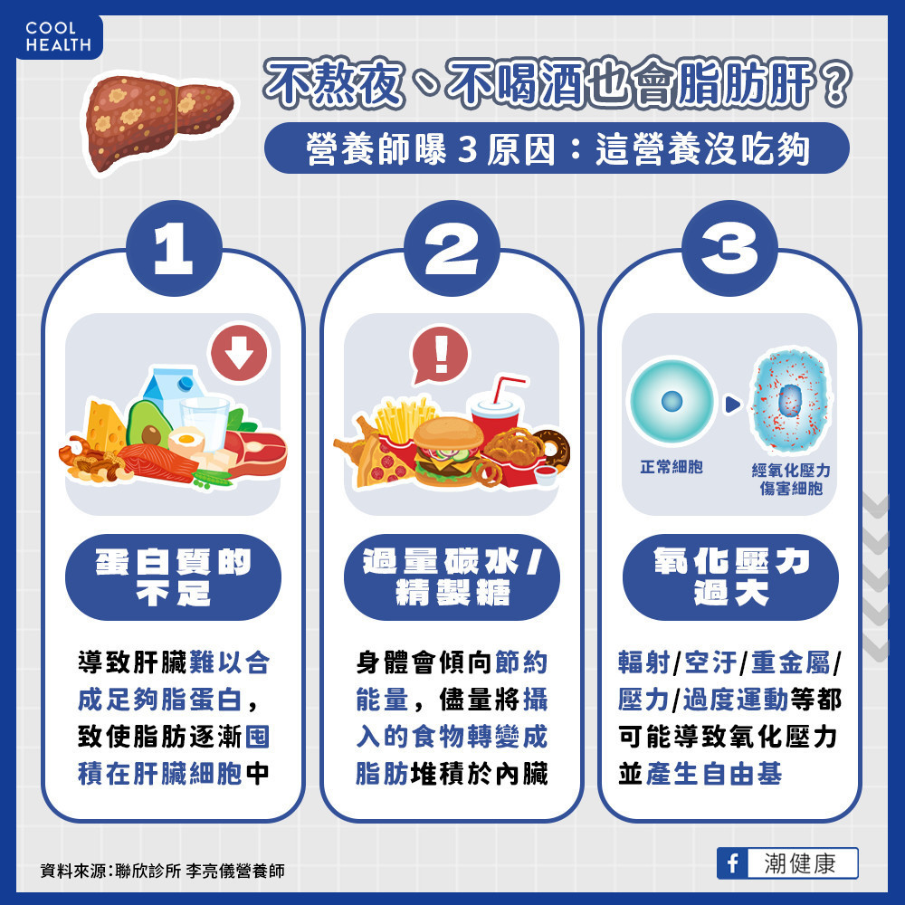 不熬夜、不喝酒也會脂肪肝? 營養師曝3原因:這營養沒有吃夠 不熬夜、不喝酒也會脂肪肝? 營養師曝3原因:這營養沒有吃夠