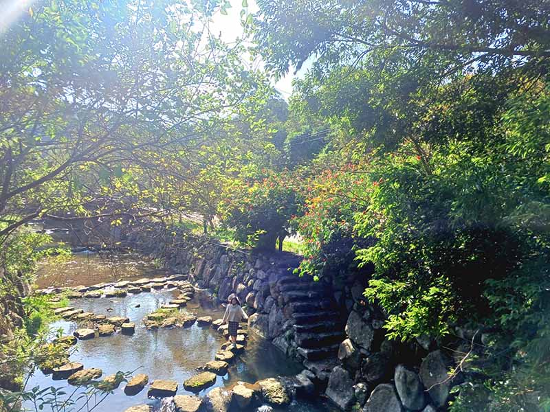 四分溪雙心造型跳石。圖/臺北市政府工務局