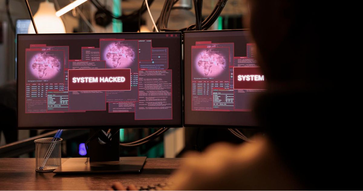1200 System Hacked Alert Message Computer Screen