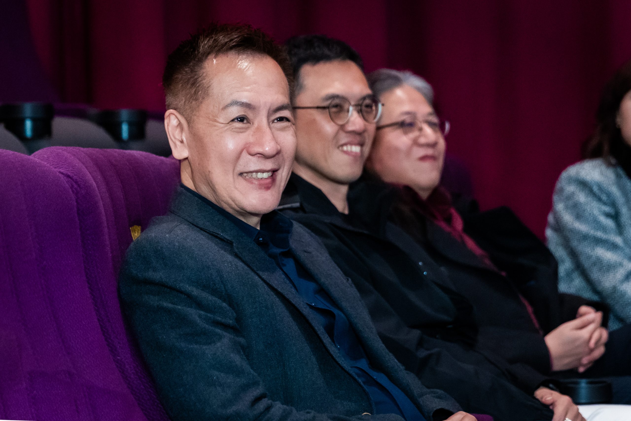 《妖怪森林》台中首映導演王世偉(左起)、監製黃俊傑及聲音統籌胡育彰聯袂出席。(新聞局提供)