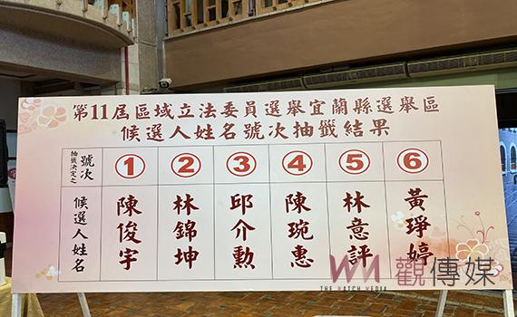 宜縣立委選舉號次抽籤 四人親自出席二人選委會代抽