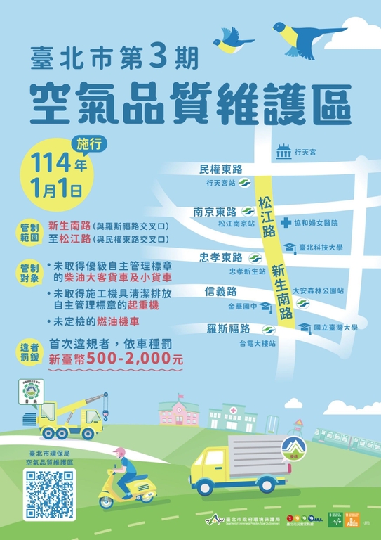 臺北市政府公告「第三期空氣品質維護區」(圖：台北市政府)