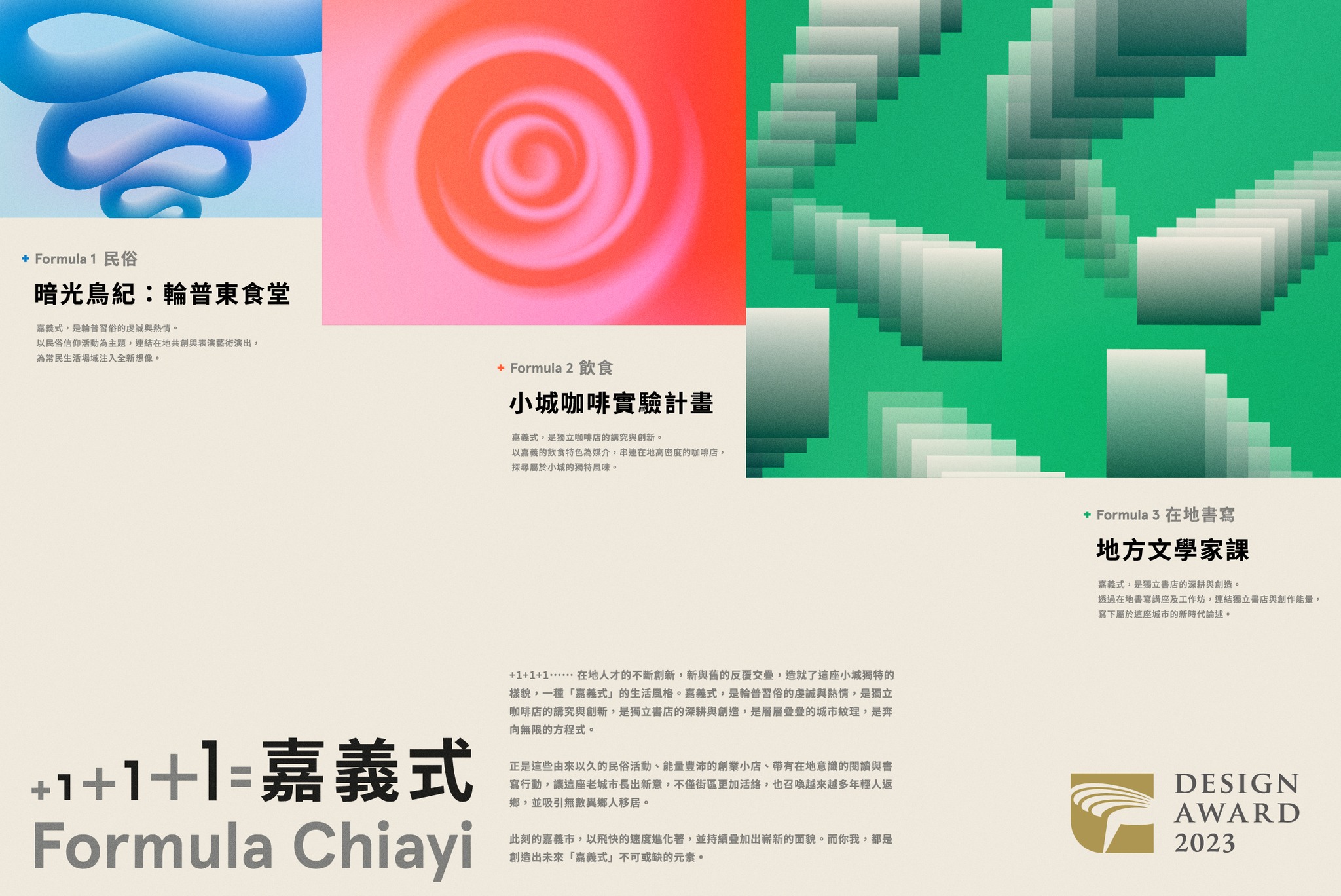 「+1+1+1=嘉義式」榮獲金點設計獎標章　呈現嘉義市的歷久彌新
