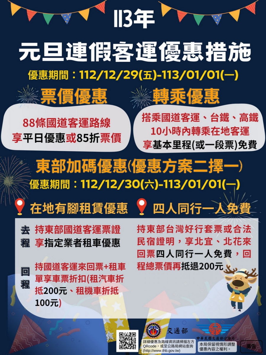 元旦假期公共運輸工具有優惠。（南投監理站提供）