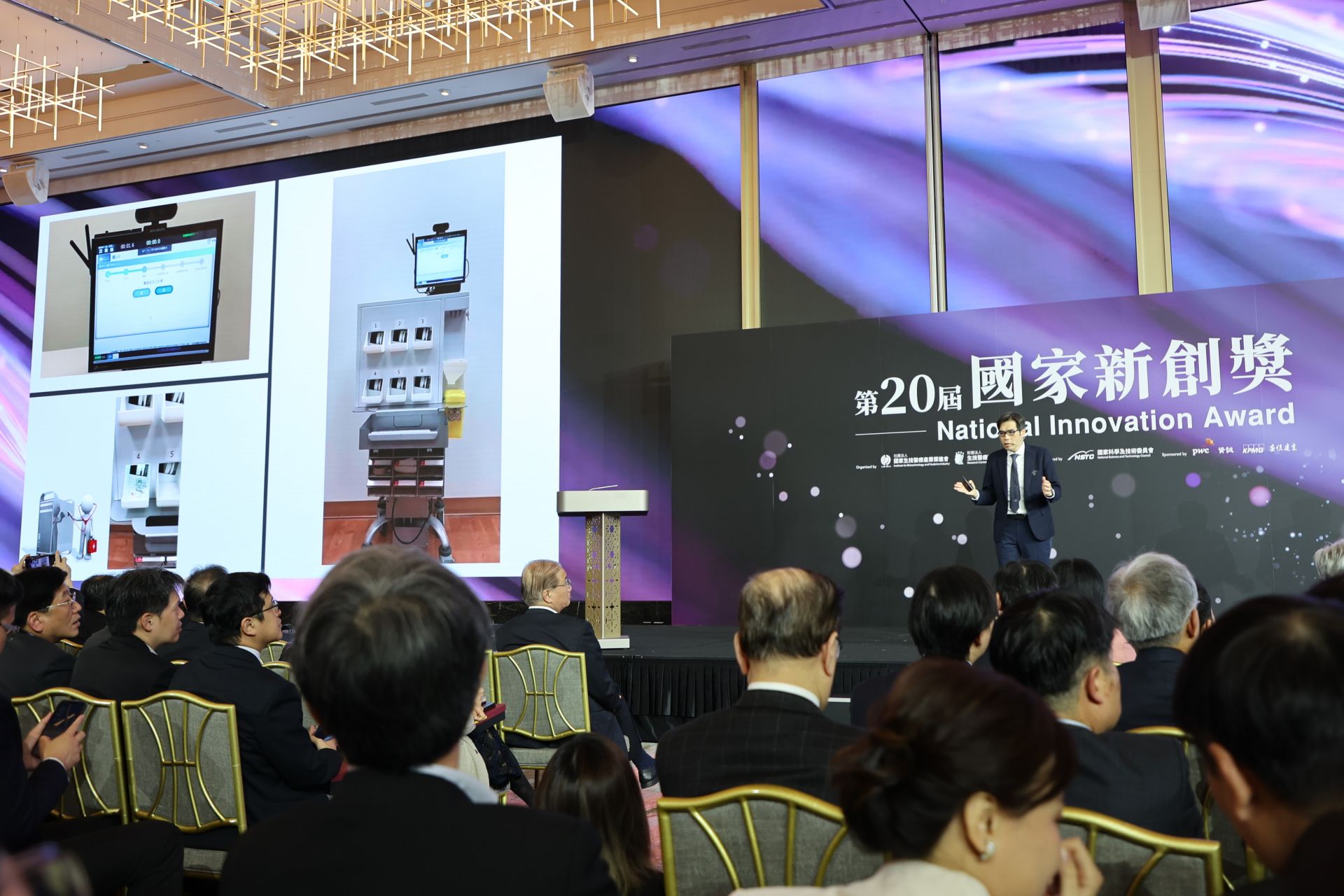 癌症研究中心主任許仁駿代表團隊發表新創技術亮點,急救團隊經由此套系統輔助,不僅使病人恢復自發性循環成功率提升3倍、24小時存活率提升1.37倍,而病人出院時的神經功能表現良好也提升到1.21倍。
