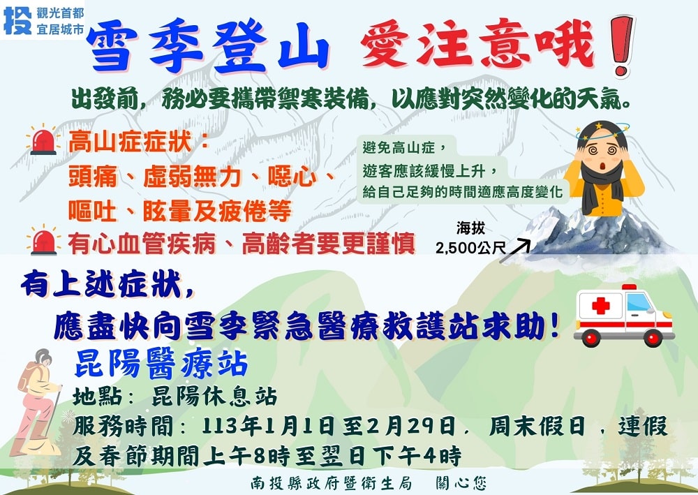 ▲雪季登山高山症症狀注意。