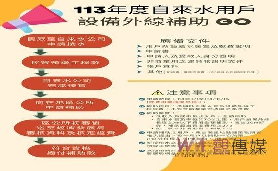 113年自來水外線補助開跑!中市經發局相揪大家來接水