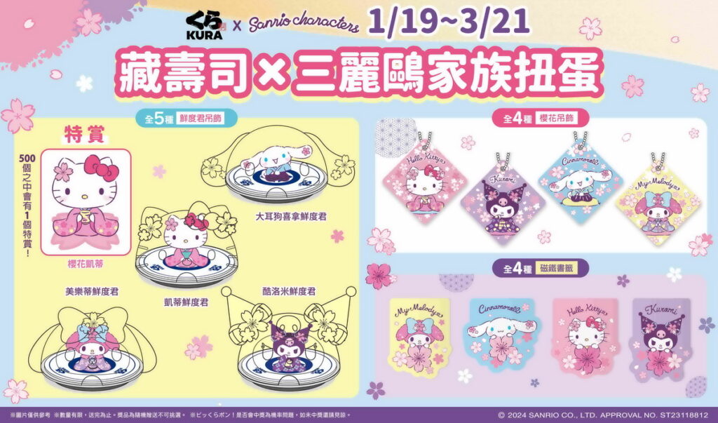 滿載日式新春風情!藏壽司X三麗鷗扭蛋1月19日起全台開扭!13款限定扭蛋今春必入手!