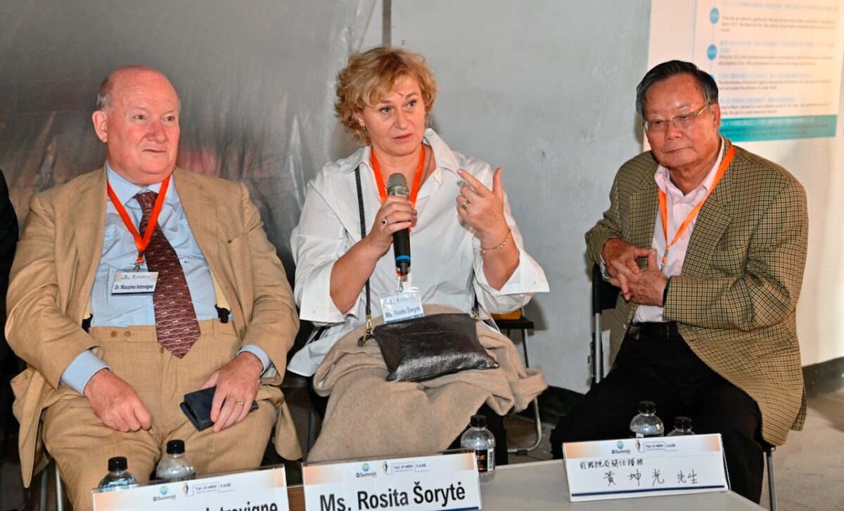 ▲Rosita Šorytė(中)表示,太極門案無庸置疑是一樁非法案件,未來最重要的是如何實踐平反太極門案。 (記者晨曦翻攝)