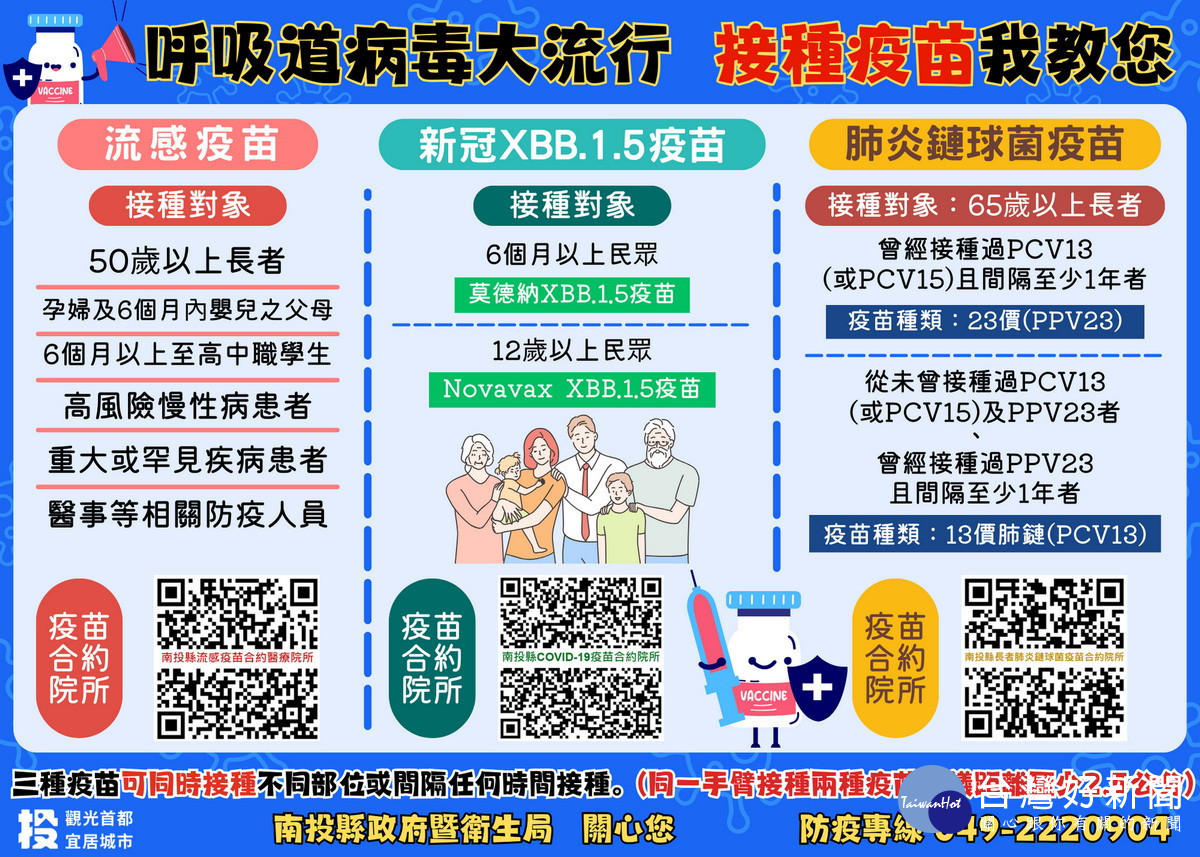 衛生局籲速接種疫苗守護自己與家人。（南投衛生局提供）