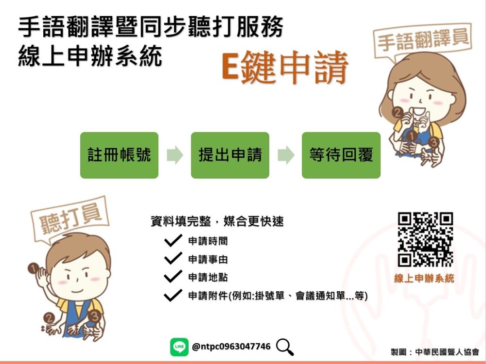 《圖說》新北市社會局推出聽語障者智慧服務申請流程說明圖。〈社會局提供〉