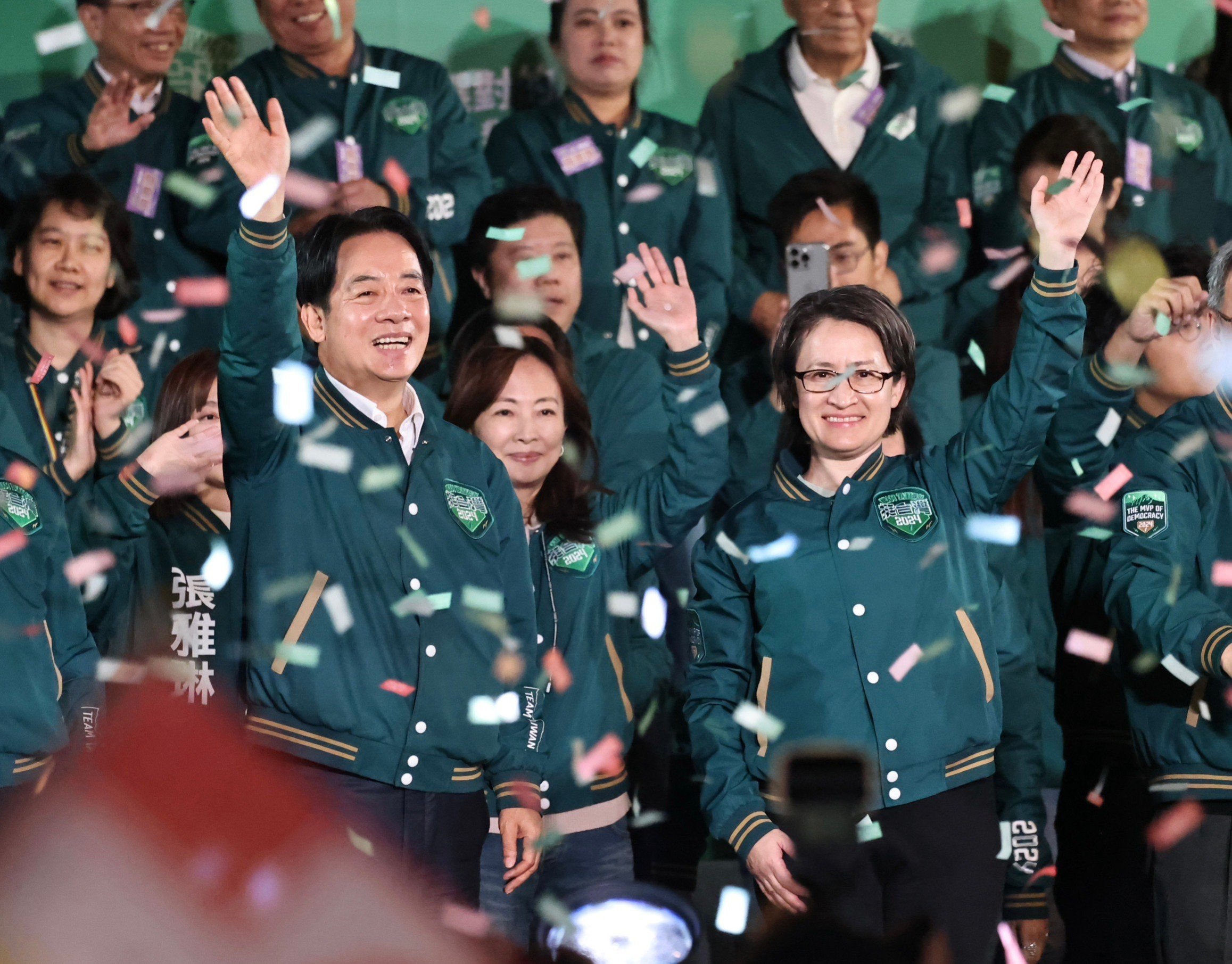 賴清德與副手搭擋蕭美琴宣布當選。林啟弘攝