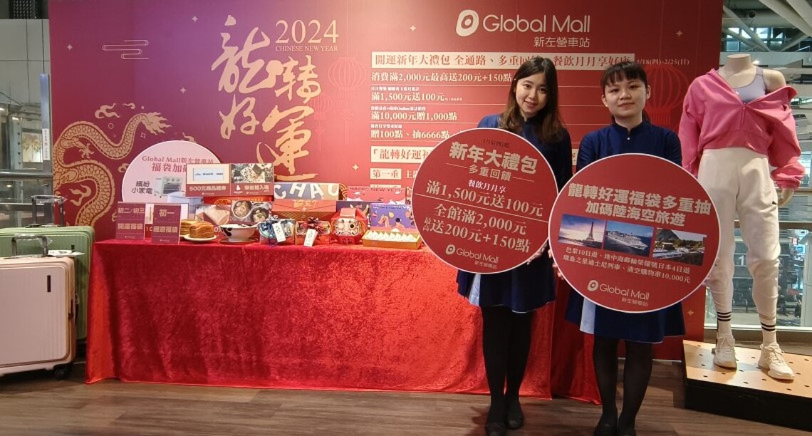 Global Mall新左營車站春節檔期1/18起跑 祭新春開運四大好康 福袋加碼三重抽 最大獎陸海空旅遊