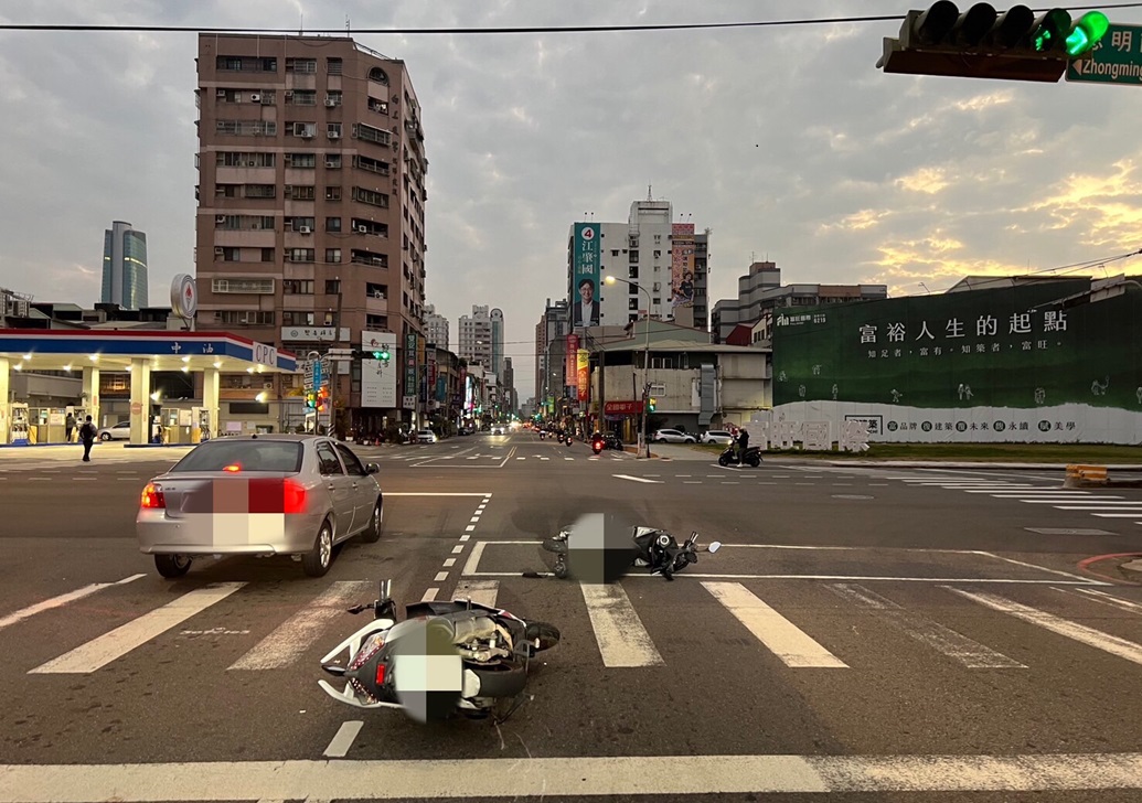 ▲圖說:女大生與友人夜店狂歡後騎車雙載上路,不慎追撞前方機車 (圖/台中市政府提供)