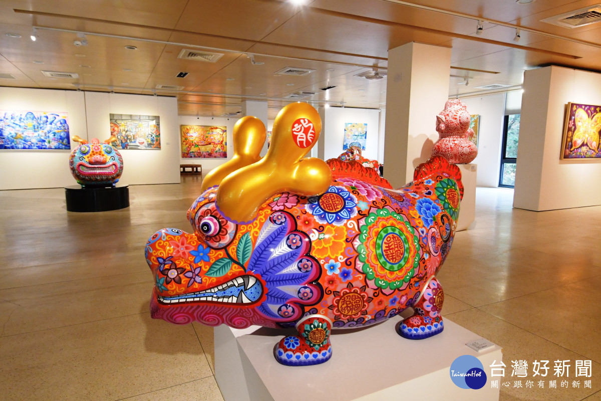 佛光山福山寺金龍美好開春,「迎春納福」藝術聯展開幕。圖/記者鄧富珍攝