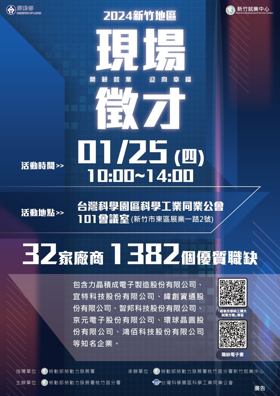 徵才活動詳細資訊。(圖/新竹市政府提供)