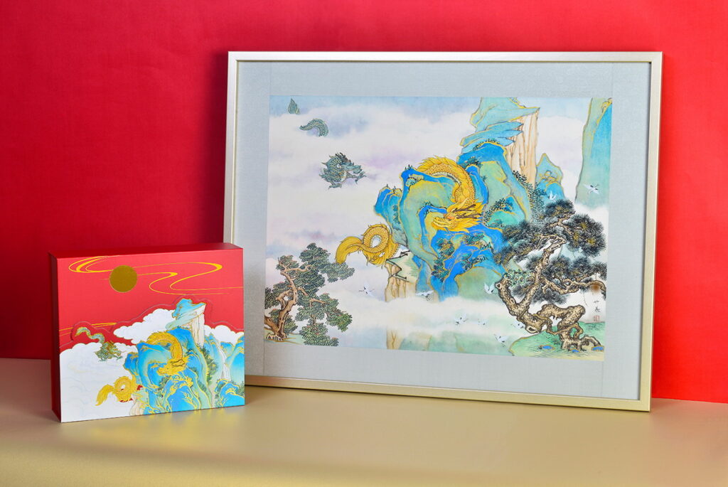 徐妍蓁 x 統清 聯名展現場限量推出「金碧游龍藝術微噴畫作 + 金碧游龍禮盒」,超限量30版發行!