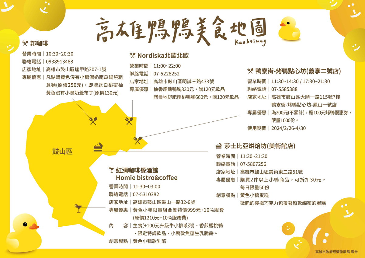 「呱」張美味！來高雄看小鴨吃美食 人氣鴨肉飯、在地餐酒館、觀光工廠、各大百貨串連專屬優惠迎遊客