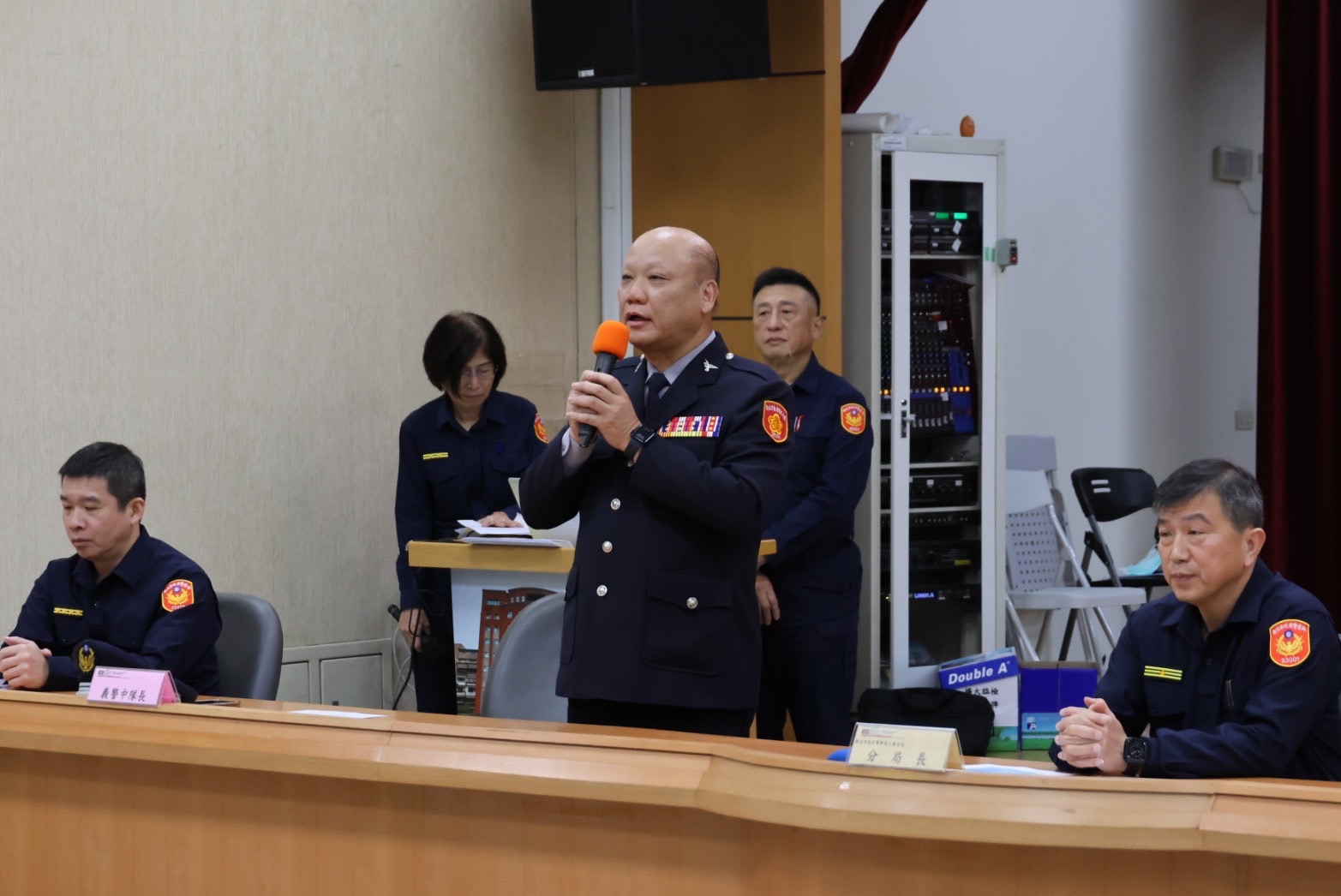 義警中隊長許誥致詞。(記者宋紹誠翻攝)