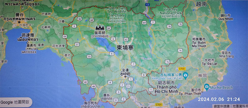 柬埔寨王國全圖。圖／Google map