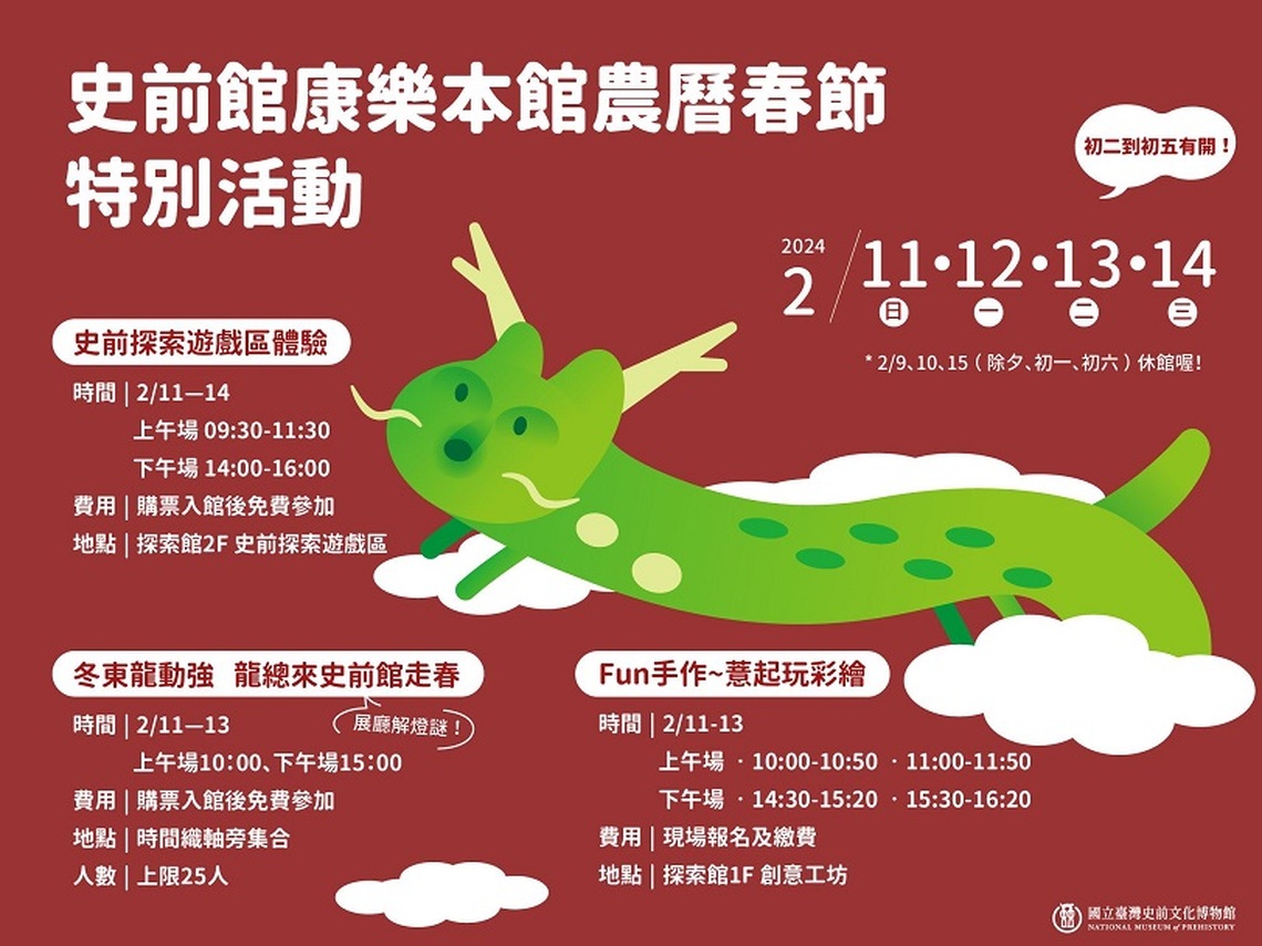 史前館及卑南遺址公園初二起開館 精彩活動龍喜為著你