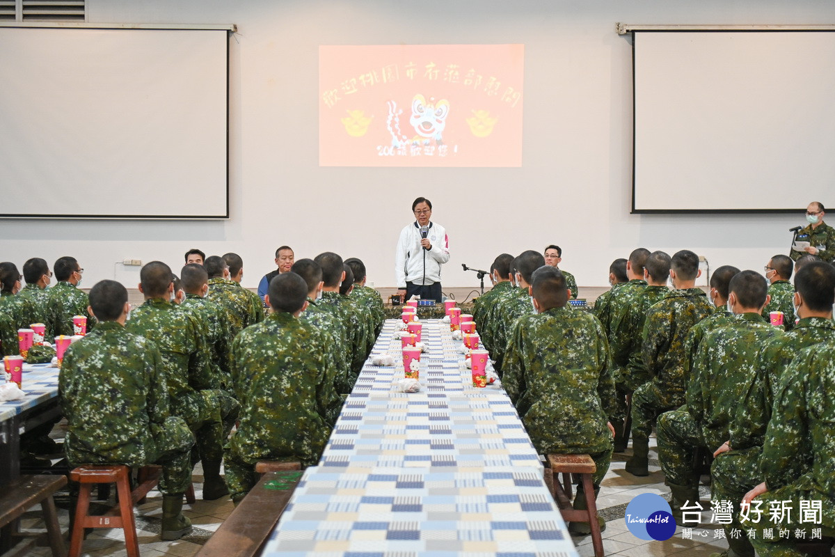 桃園市長張善政於「桃園市113年春節勞軍活動」中致詞。<br /><br />