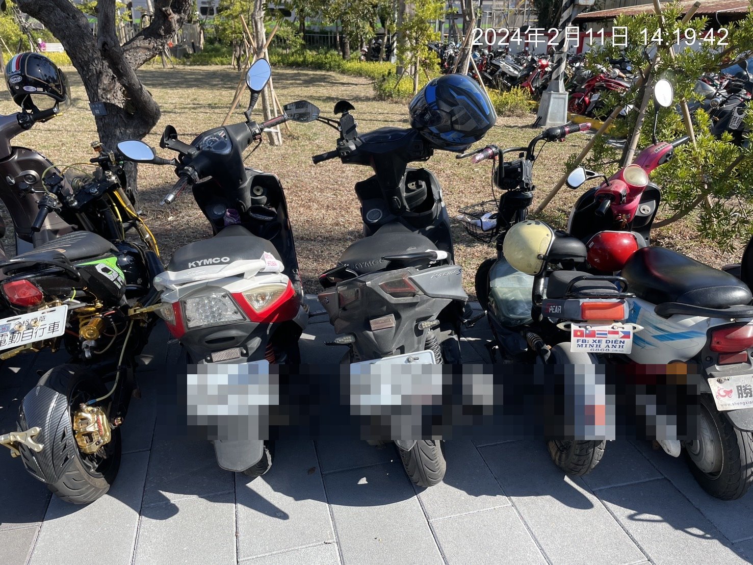 ▲彰化扇庫停車場旁的公園內仍有大量違法停放的機車,彰化警分局鐵腕強力執法,14天已經開出371張罰單,違停車主將面臨900元罰緩。(警方提供)