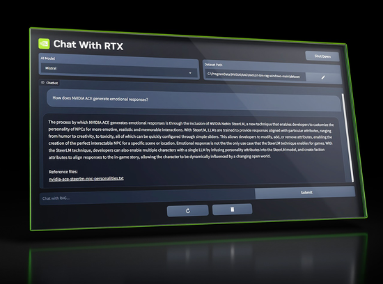 NVIDIA也加入AI聊天機器人大戰!Chat with RTX應用程式供用戶免費下載