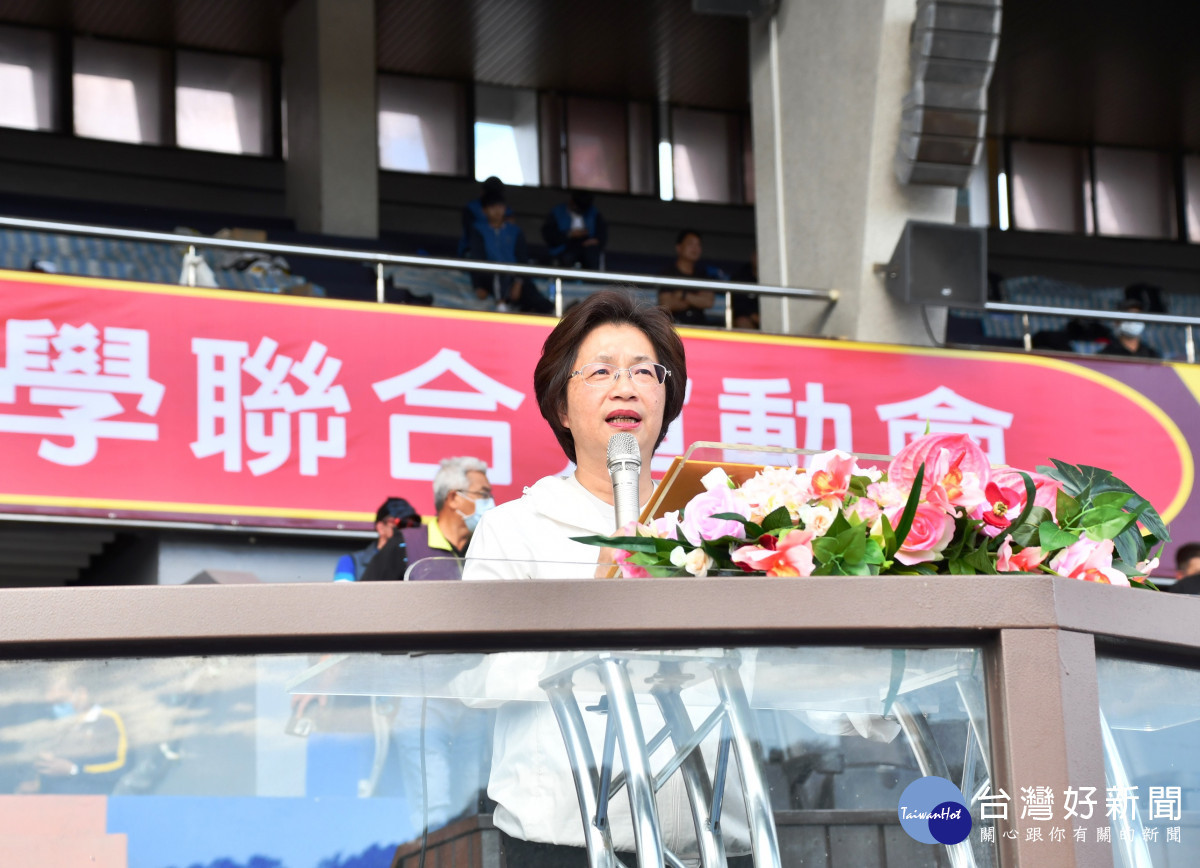 彰化縣長王惠美致詞,鼓勵選手。圖/記者鄧富珍攝